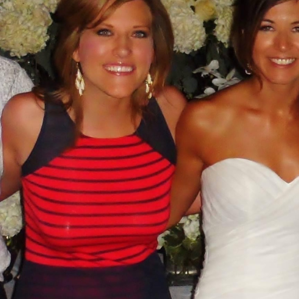 Gianni Bini Red and Navy Striped Maxi Dress